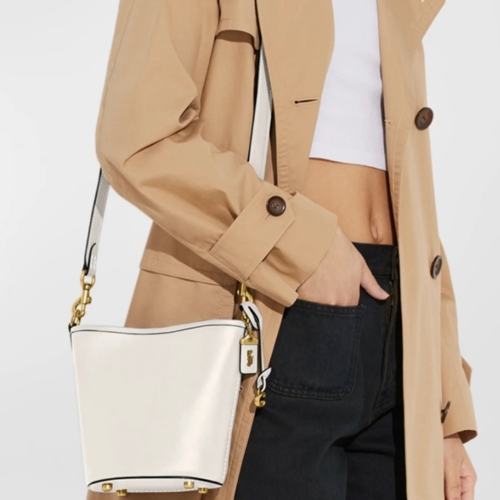 Coach Dakota 16 Glove-Tanned Leather Bucket Bag Chalk